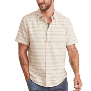 Marine Layer Mens Bold Stripe Selvage Short-Sleeve Shirt Casual Beach size S